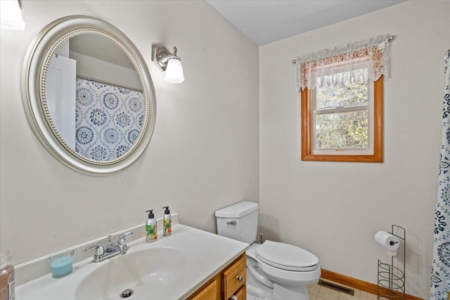 250 Grouse Run, Cresco, PA 18326 - bathroom featuring toilet, vanity, tile patterned floors, and baseboards