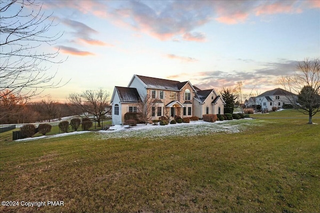 view of front of home with a front yard