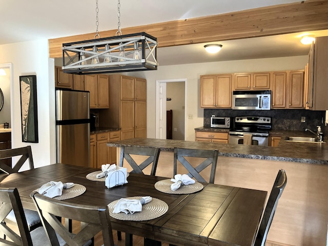 dining area featuring a toaster