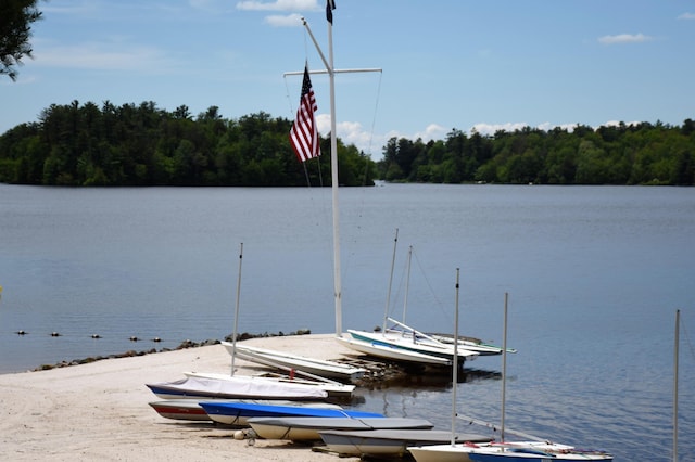 view of dock featuring a water view