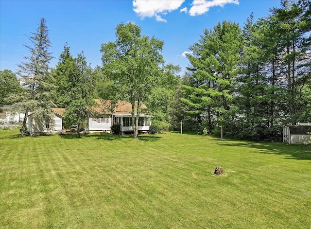 207 Scenic Dr, Kunkletown, PA 18058 - view of grassy yard with a sunroom and a shed