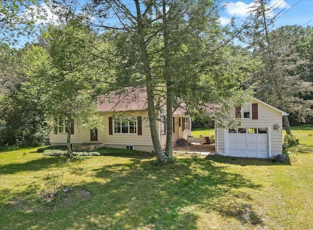 207 Scenic Dr, Kunkletown, PA 18058 - view of front of property with a front yard, an outdoor structure, and a garage