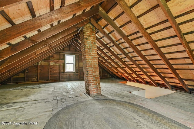 view of unfinished attic