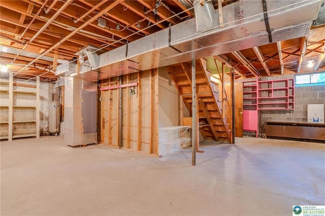 829 E Main St, Weatherly, PA 18255 - basement featuring water heater and stairs