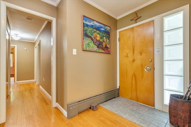 742 White Oak Rd, Cresco, PA 18326 - entryway with ornamental molding and light wood-type flooring