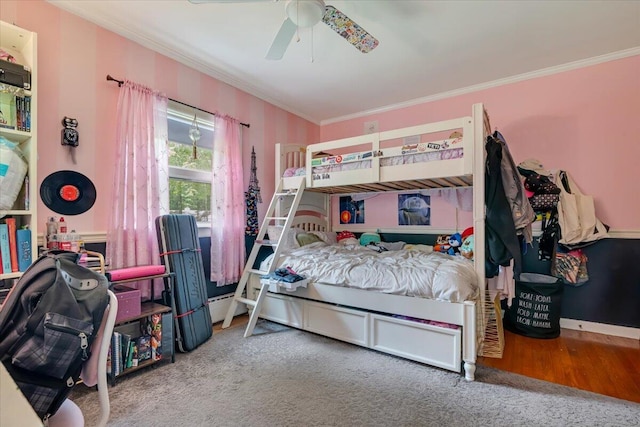 742 White Oak Rd, Cresco, PA 18326 - bedroom featuring ornamental molding and ceiling fan