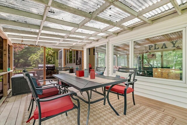 742 White Oak Rd, Cresco, PA 18326 - sunroom with outdoor dining area, wood-type flooring, and healthy amount of natural light
