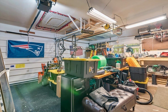 742 White Oak Rd, Cresco, PA 18326 - garage with a workshop area and a garage door opener