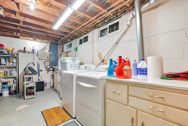742 White Oak Rd, Cresco, PA 18326 - washroom with washer and clothes dryer and electric panel