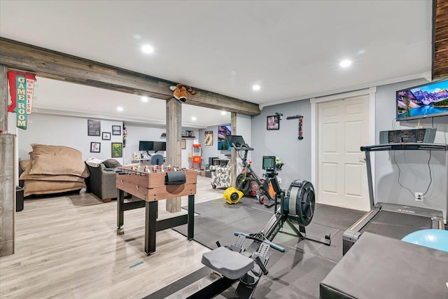 742 White Oak Rd, Cresco, PA 18326 - exercise area featuring recessed lighting and light wood-style flooring