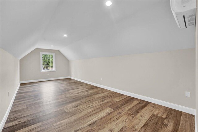 111 Parker Mews, Albrightsville, PA 18210 - additional living space with baseboards, lofted ceiling, wood finished floors, and recessed lighting
