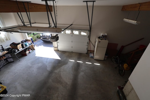 garage featuring refrigerator