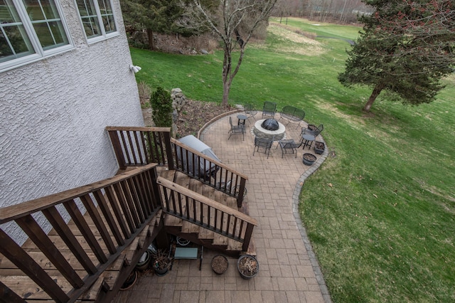 117 Morning Side Ter, East Stroudsburg, PA 18302 - view of patio featuring stairway and an outdoor fire pit