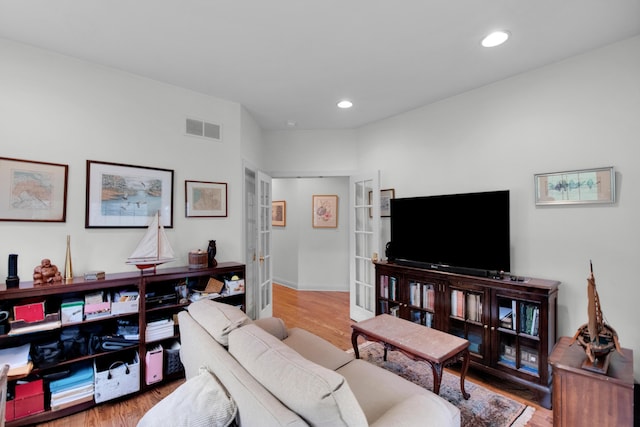117 Morning Side Ter, East Stroudsburg, PA 18302 - living area featuring recessed lighting, wood finished floors, visible vents, and french doors