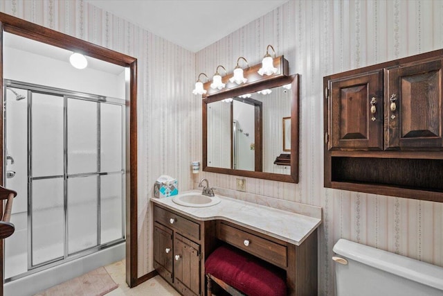 1371 Brian Ln, Effort, PA 18330 - full bath featuring wallpapered walls, a stall shower, and vanity