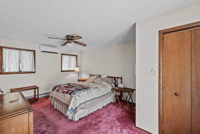 1371 Brian Ln, Effort, PA 18330 - carpeted bedroom featuring a wall mounted AC and ceiling fan