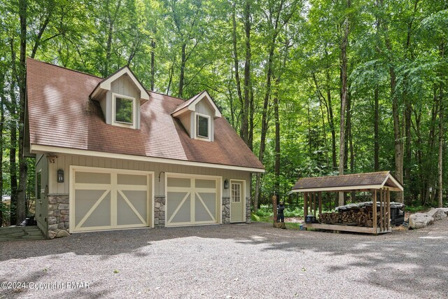 garage with a carport