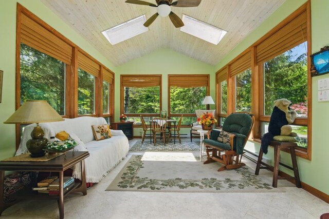 5153 Cresco Dr, Pocono Lake, PA 18347 - sunroom / solarium featuring a skylight, healthy amount of natural light, vaulted ceiling, and tile patterned flooring
