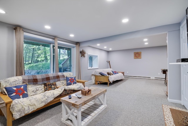 354 Fawn Rd, Pocono Lake, PA 18347 - living area featuring recessed lighting, carpet floors, and baseboard heating