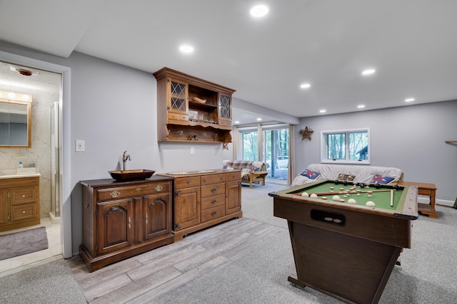 354 Fawn Rd, Pocono Lake, PA 18347 - rec room with wood finish floors and recessed lighting