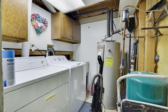 354 Fawn Rd, Pocono Lake, PA 18347 - washroom with gas water heater, washing machine and clothes dryer, and cabinet space
