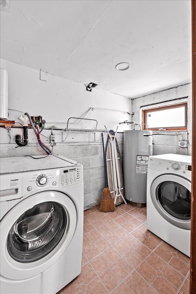 6061 Decker Rd, Bushkill, PA 18324 - laundry room with water heater, tile patterned floors, and separate washer and dryer