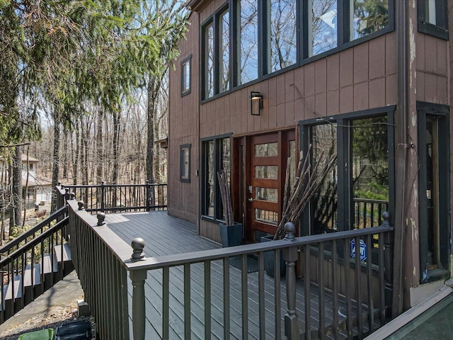 3206 Stonehenge Dr, East Stroudsburg, PA 18301 - wooden terrace with stairs