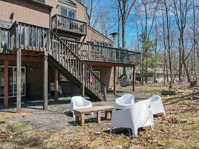 3206 Stonehenge Dr, East Stroudsburg, PA 18301 - exterior space featuring a wooden deck and stairs