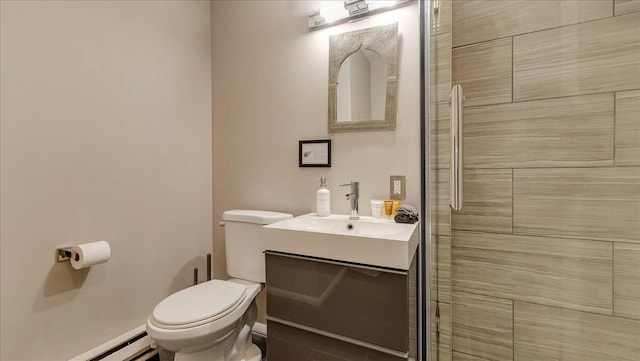 3206 Stonehenge Dr, East Stroudsburg, PA 18301 - bathroom featuring vanity, toilet, and a baseboard radiator