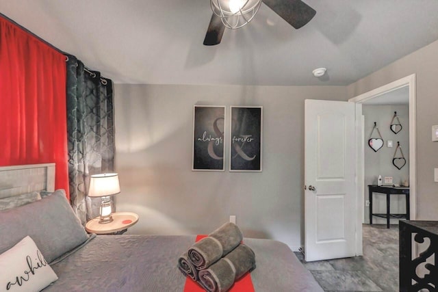 bedroom featuring ceiling fan