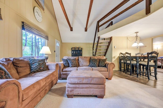 173 Pontiac Path, Pocono Lake, PA 18347 - living area featuring carpet flooring and stairs