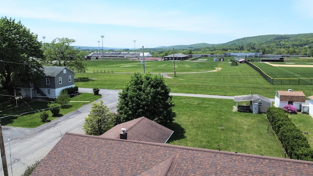 bird's eye view of a mountain backdrop