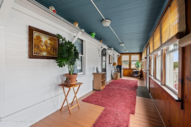 sunroom with rail lighting