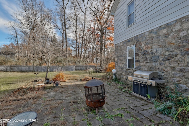 3310 Hazen Ave, Roseto, PA 18013 - view of patio featuring a fire pit, grilling area, and fence
