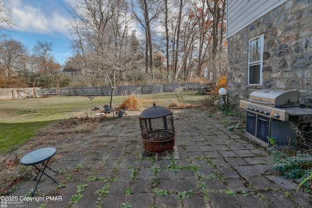 3310 Hazen Ave, Roseto, PA 18013 - view of patio / terrace featuring fence private yard, a fire pit, and grilling area