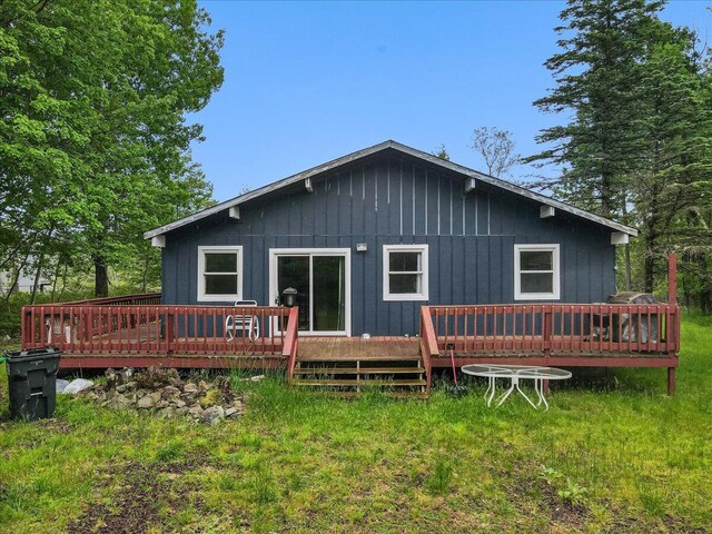 725 Clearview Dr, Long Pond, PA 18334 - back of house featuring board and batten siding and a wooden deck