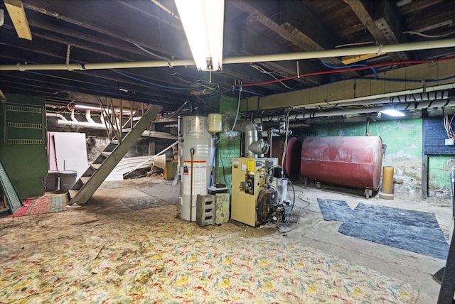 104 Serling St, Dupont, PA 18641 - unfinished basement with oil tank, water heater, and a heating unit