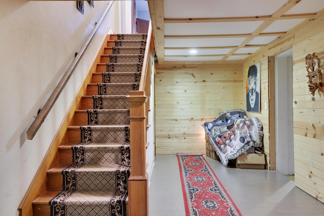 5245 Glenbrook Rd, Stroudsburg, PA 18360 - stairway featuring wooden walls