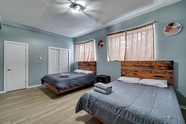 982 Long Ridge Rd, Hawley, PA 18428 - bedroom featuring a closet, baseboards, and wood finished floors