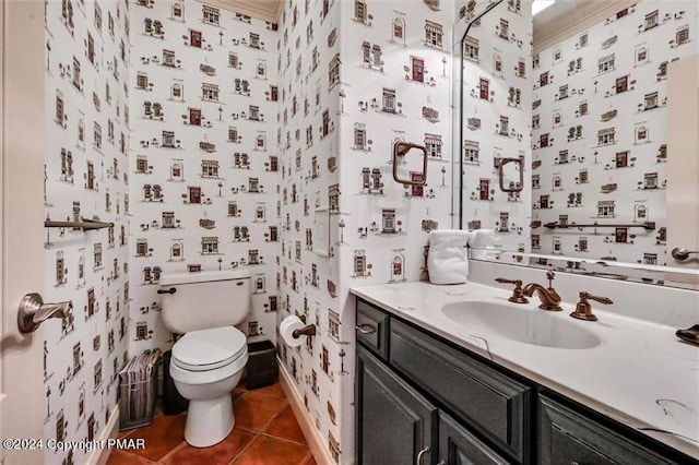 187 Eisenhart Blvd, Bangor, PA 18013 - bathroom with tile patterned floors, toilet, wallpapered walls, and vanity