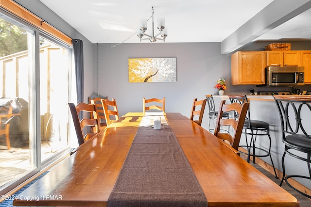 dining room with an inviting chandelier