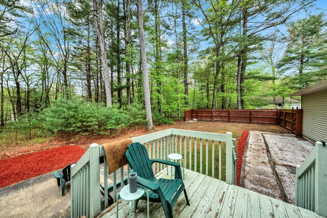 146 Bernadette Dr, Dingmans Ferry, PA 18328 - wooden terrace featuring a fenced backyard