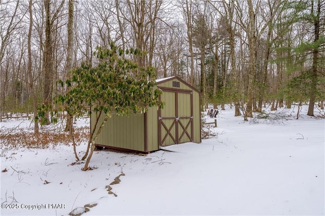 view of snow covered structure