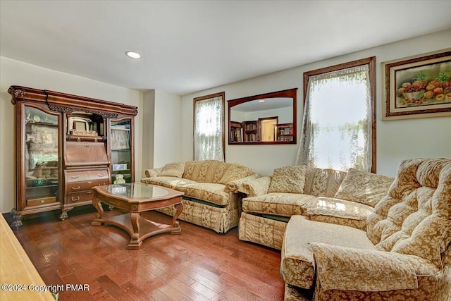 7714 Cherry Valley Rd, Delaware Water Gap, PA 18327 - living room featuring recessed lighting and hardwood / wood-style floors