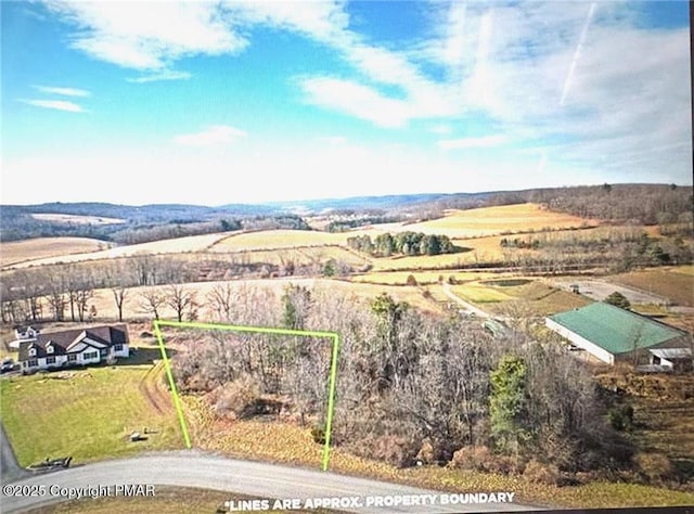 aerial view with a rural view