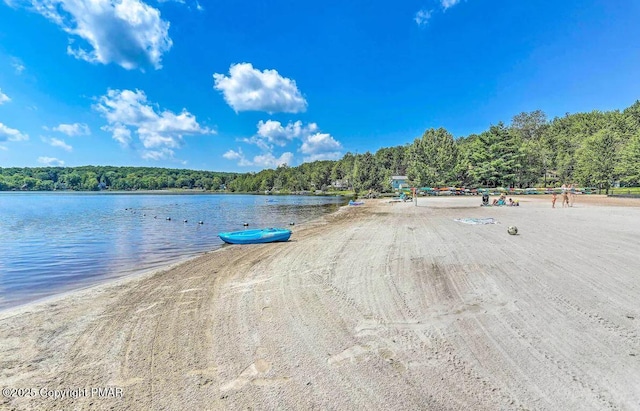 174 Bushkill Dr, Pocono Lake, PA 18347 - dock area featuring a water view and a view of trees