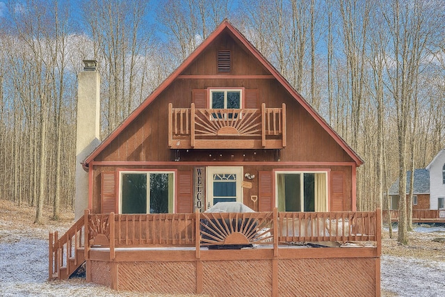 174 Bushkill Dr, Pocono Lake, PA 18347 - rustic home featuring a chimney