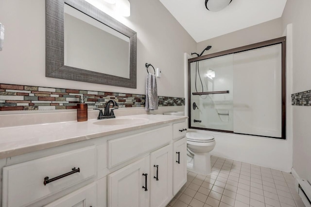 5117 Hounds Ear Rd, Tobyhanna, PA 18466 - full bath with vanity, enclosed tub / shower combo, and tile patterned flooring