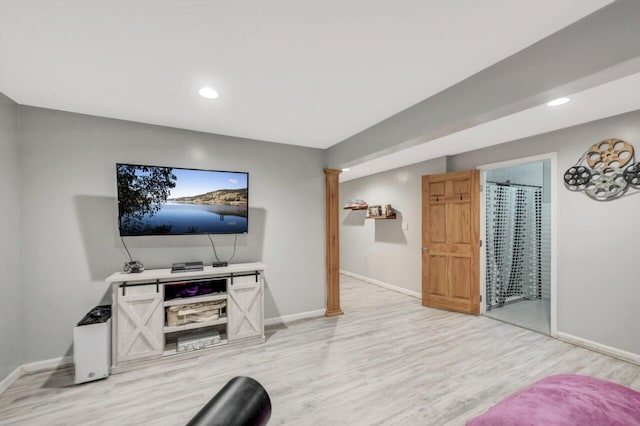 5117 Hounds Ear Rd, Tobyhanna, PA 18466 - living room with light wood-type flooring and recessed lighting