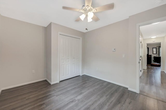 5117 Hounds Ear Rd, Tobyhanna, PA 18466 - unfurnished bedroom featuring wood finished floors, a closet, and a ceiling fan